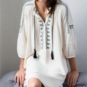 NWT - Zara Basic Embroidered Tunic Dress Size M